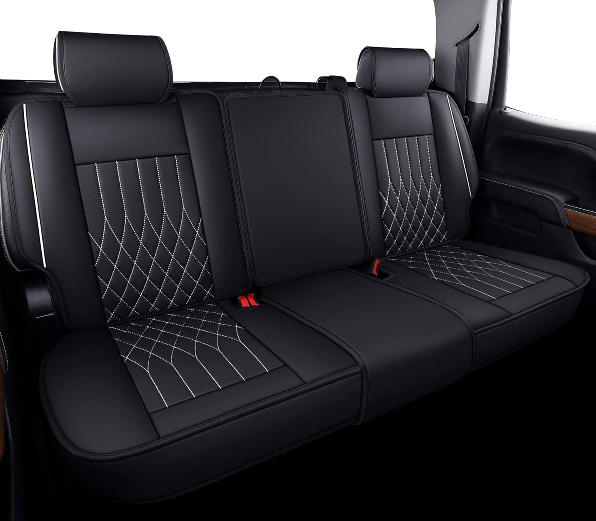 Chevy Silverado GMC Sierra Car Seat Covers Full Set with Waterproof Leather, Fit for 2007-2024 1500/2500 HD / 3500 HD Crew,Double,Extended Cab or Pickup