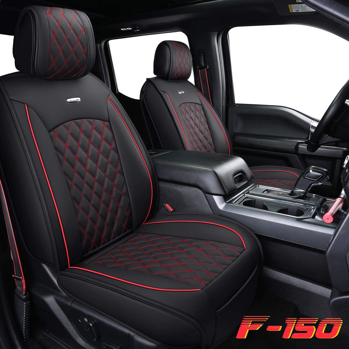 Car Seat Covers Full Set with Waterproof Leather, Automotive Vehicle Cushion Cover for Cars SUV Pick-up Truck Fit for 2009 to 2024 Ford F150 Carhartt and 2017 to 2024 F250 F350 F450