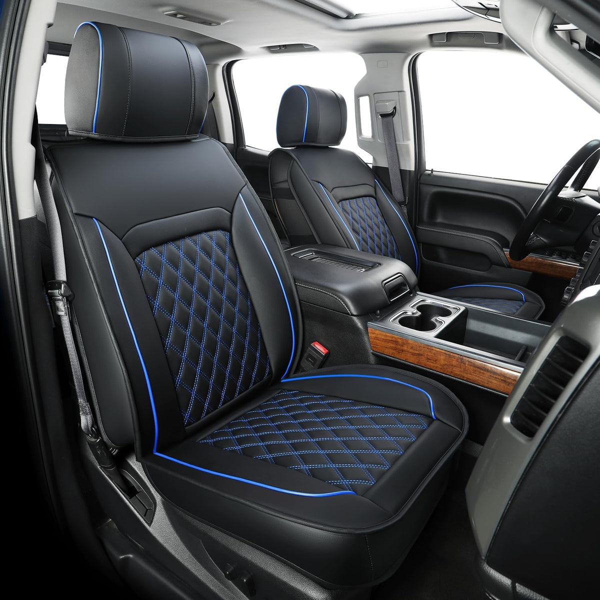Silverado Faux Leather Seat Covers, Fit for 2014-2024 Chevy Silverado GMC Sierra 1500 and 2020-2024 2500HD 3500HD Crew Cab