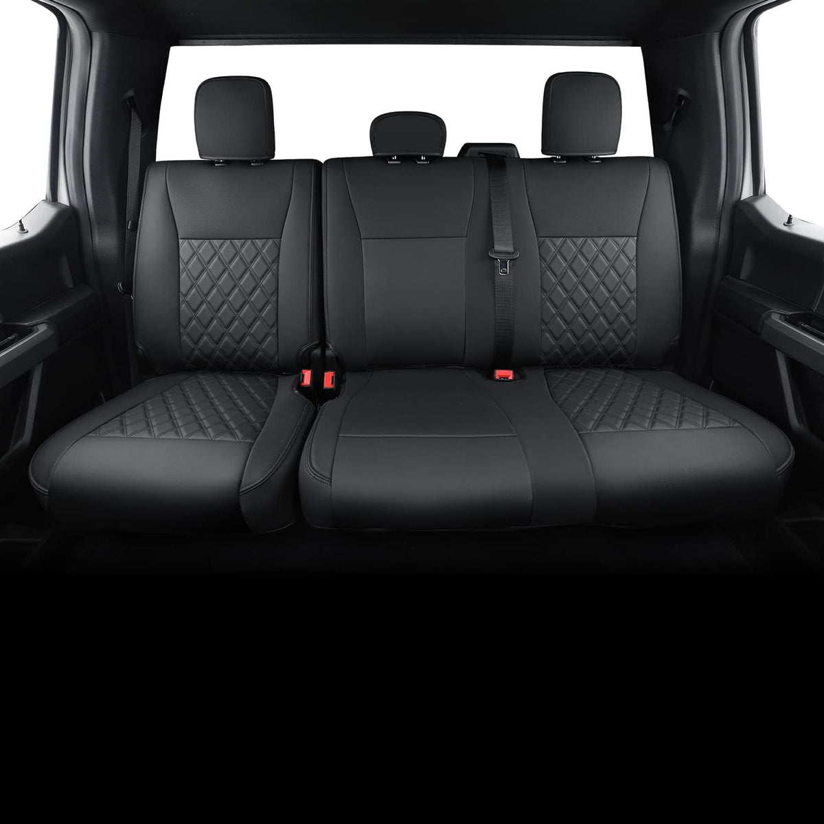 F150 SuperCrew 2015-2024 Custom Pickup Car Truck Seat Covers XLT, Waterproof Faux Leather, Full Coverage, Also Fit 2017-2023 F250/F350
