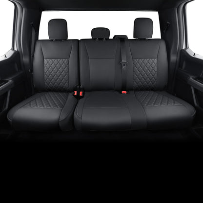 F150 SuperCrew 2015-2024 Custom Pickup Car Truck Seat Covers XLT, Waterproof Faux Leather, Full Coverage, Also Fit 2017-2023 F250/F350