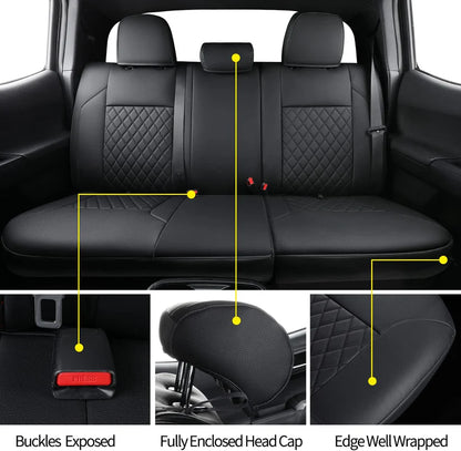 Tacoma Seat Covers Fit for 2016-2023 Tacoma Crew Cab/Double Cab with Water Proof Faux Leather