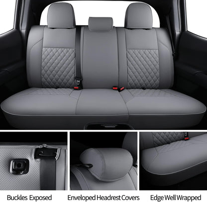 Tacoma Full-Set Seat Covers Fit Tacoma 2016 2017 2018 2019 2020 2021 2022 2023 Double/Crew Cab Only, with Faux Leather