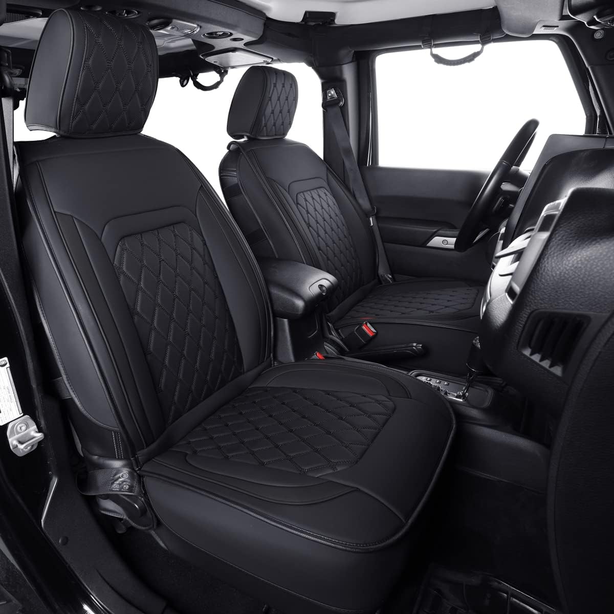 Jeep Wrangler JK JL Front Seat Covers Custom Fit 2/4 Door 2007-2024 Unlimited Rubicon 392 Sahara Willys Sport High Altitude Truck Pickup Waterproof Leather