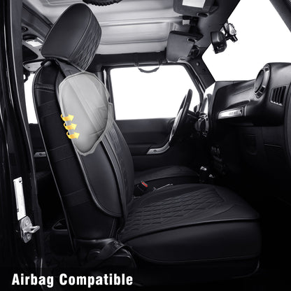 Jeep Wrangler JK JL Front Seat Covers Custom Fit 2/4 Door 2007-2024 Unlimited Rubicon 392 Sahara Willys Sport High Altitude Truck Pickup Waterproof Leather