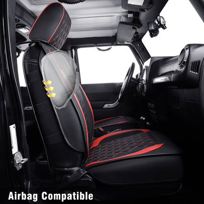 Jeep Wrangler JK JL Front Seat Covers Custom Fit 2/4 Door 2007-2024 Unlimited Rubicon 392 Sahara Willys Sport High Altitude Truck Pickup Waterproof Leather