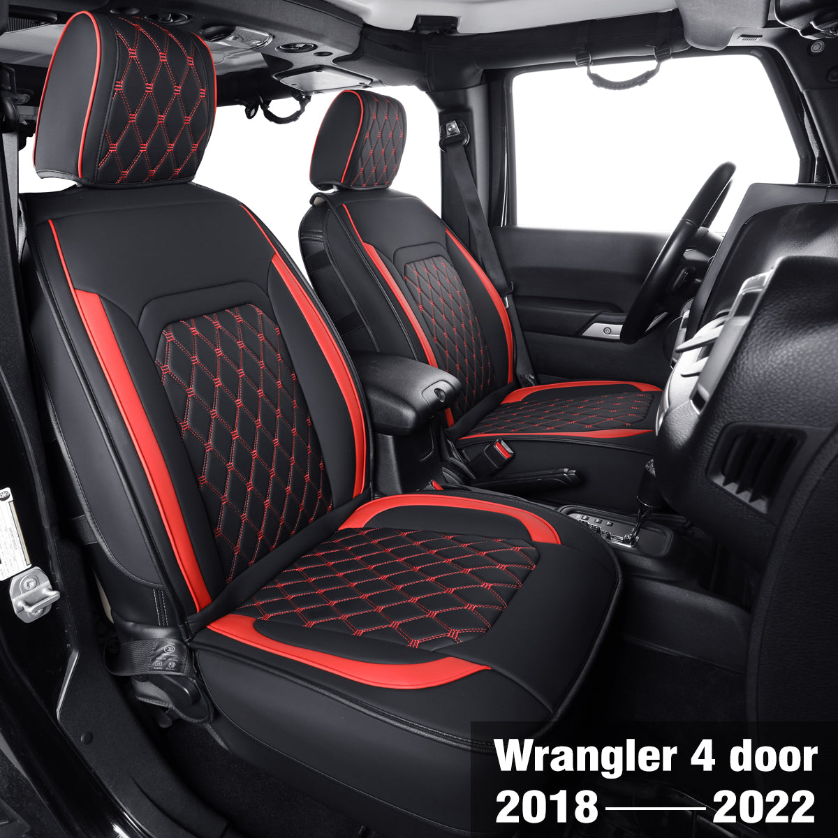 Jeep Wrangler JK JL Front Seat Covers Custom Fit 2/4 Door 2007-2024 Unlimited Rubicon 392 Sahara Willys Sport High Altitude Truck Pickup Waterproof Leather