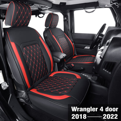 Jeep Wrangler JK JL Front Seat Covers Custom Fit 2/4 Door 2007-2024 Unlimited Rubicon 392 Sahara Willys Sport High Altitude Truck Pickup Waterproof Leather