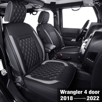 Jeep Wrangler JK JL Front Seat Covers Custom Fit 2/4 Door 2007-2024 Unlimited Rubicon 392 Sahara Willys Sport High Altitude Truck Pickup Waterproof Leather