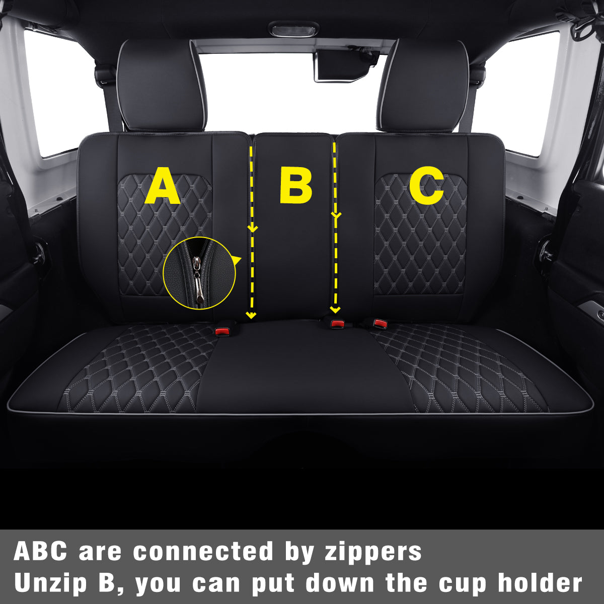 Jeep Wrangler JK JL Front Seat Covers Custom Fit 2/4 Door 2007-2024 Unlimited Rubicon 392 Sahara Willys Sport High Altitude Truck Pickup Waterproof Leather