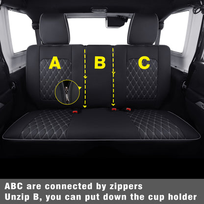 Jeep Wrangler JK JL Front Seat Covers Custom Fit 2/4 Door 2007-2024 Unlimited Rubicon 392 Sahara Willys Sport High Altitude Truck Pickup Waterproof Leather