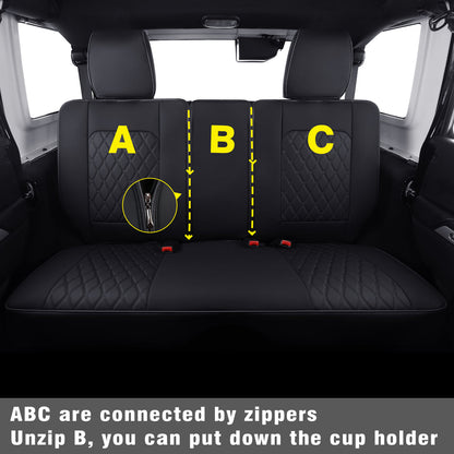 Jeep Wrangler JK JL Front Seat Covers Custom Fit 2/4 Door 2007-2024 Unlimited Rubicon 392 Sahara Willys Sport High Altitude Truck Pickup Waterproof Leather
