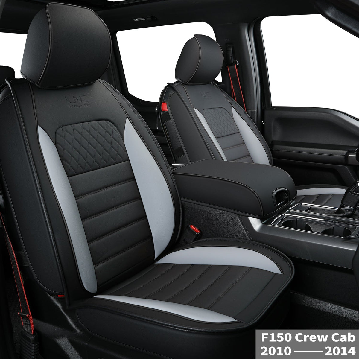 F150 Faux Leather Seat Covers Fit for 2009-2024 F150 SuperCrew and 2009-2024 F250 F350 F450 Super Duty Crew Cab Pickup Trucks