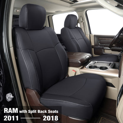 Ram 1500 2011-2019 2020 2021 2022 2023 2024 Crew Cab Waterproof Seat Covers FullSet, Custom Fit Ram Bighorn Laramie Limited Rebel Longhorn Pickup with 4/6 Split Rear Seat