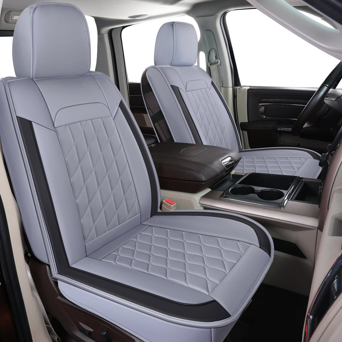 Ram 1500 Seat Covers Front and Back, Also Fit for Minority of The 2006-2020 Ram 2500 3500 Crew Cab& Quad Cab Pickup, with Faux Leather