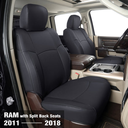 Ram 1500 2011-2019 2020 2021 2022 2023 2024 Crew Cab Waterproof Seat Covers FullSet, Custom Fit Ram Bighorn Laramie Limited Rebel Longhorn Pickup with 4/6 Split Rear Seat