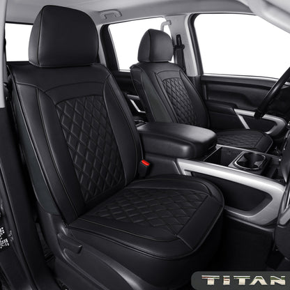 2018-2024 Titan Seat Covers leather Fit Nissan .SV. PRO-4X. Platinum Reserve .S. SL. Crew Caba and Extended Cab&Regular Cab truck Waterproof seat cover