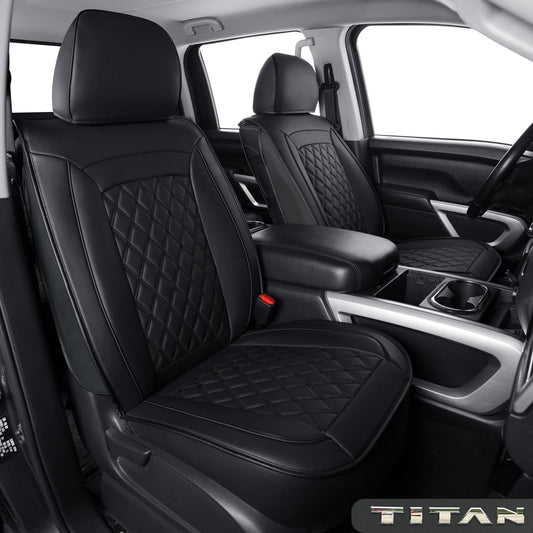 2018-2024 Titan Seat Covers leather Fit Nissan .SV. PRO-4X. Platinum Reserve .S. SL. Crew Caba and Extended Cab&Regular Cab truck Waterproof seat cover
