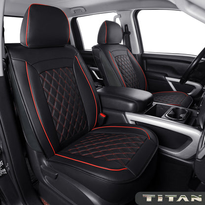 2018-2024 Titan Seat Covers leather Fit Nissan .SV. PRO-4X. Platinum Reserve .S. SL. Crew Caba and Extended Cab&Regular Cab truck Waterproof seat cover