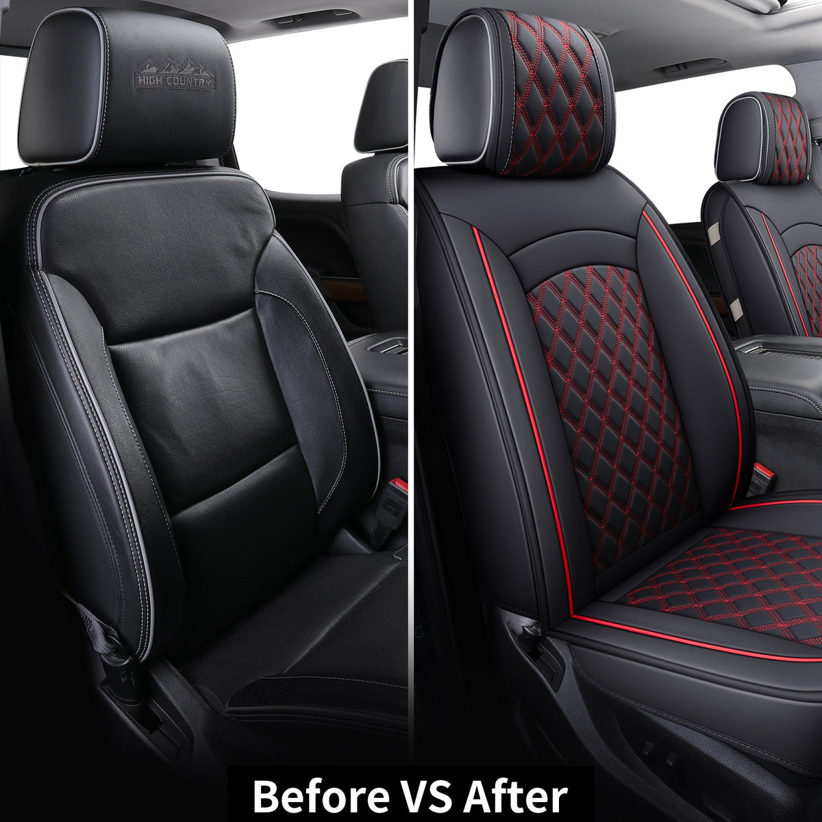 Chevy Silverado GMC Sierra Truck Seat Covers Trail Boss Z71 Pickup 2007-2024 1500 2500HD 3500HD Crew Double Extended Cab Waterproof Leather