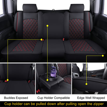 Chevy Silverado GMC Sierra Truck Seat Covers Trail Boss Z71 Pickup 2007-2024 1500 2500HD 3500HD Crew Double Extended Cab Waterproof Leather