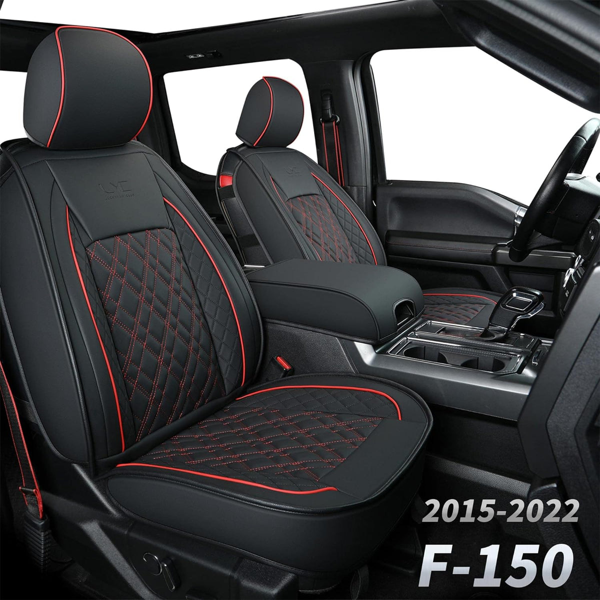 Ford F150 seat covers Fit 2009-2024 F150 SuperCrew and 2017-2024 F250 F350 Crew Cab  With armrest box cushion, all seasons, waterproof leather cushions