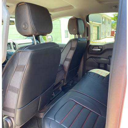 Silverado Seat Covers Fit for 2007-2024 Chevy Silverado Sierra 1500/2500 HD / 3500 HD Crew,Double,Extended Cab with Water Proof Faux Leather