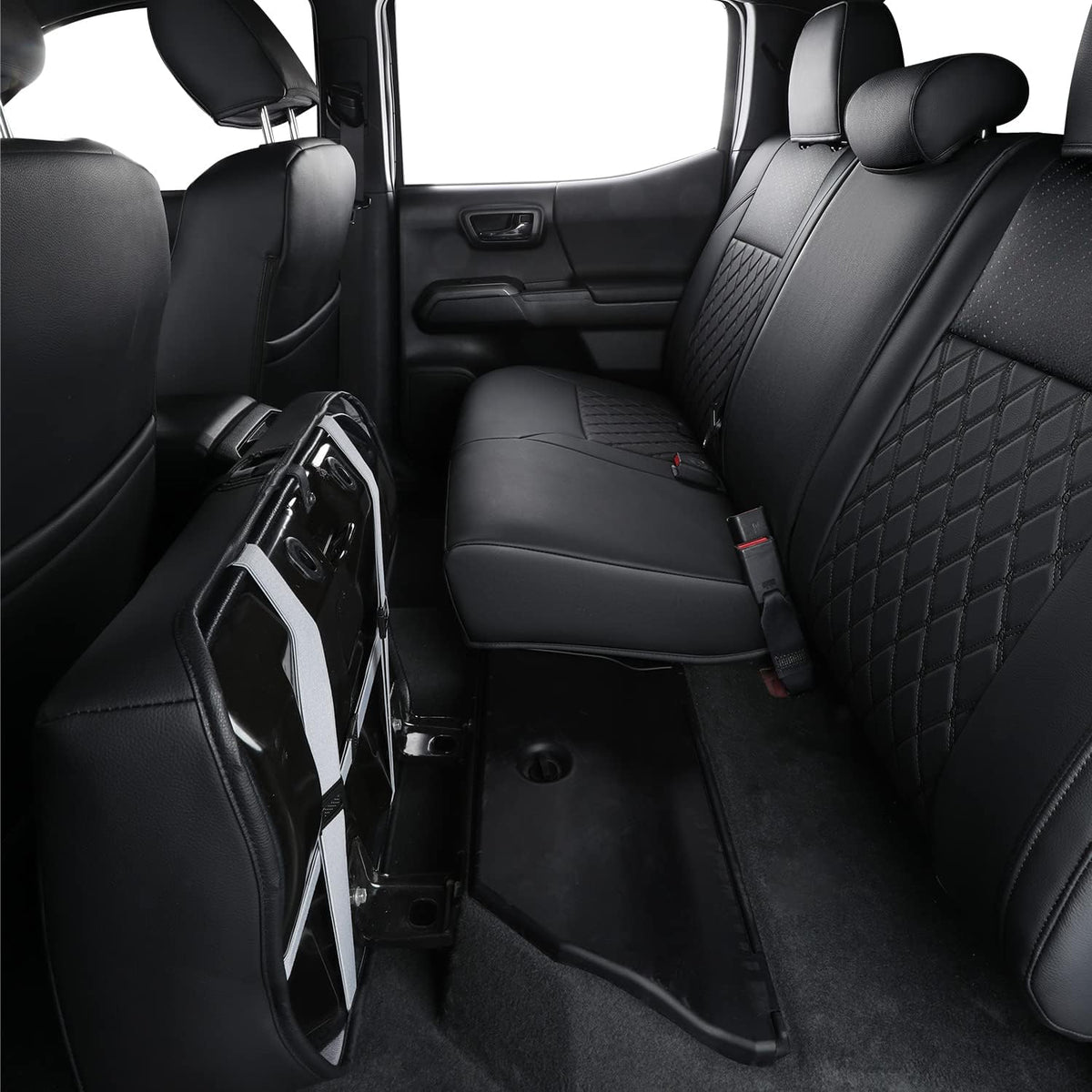 Tacoma Full-Set Seat Covers Fit Tacoma 2016 2017 2018 2019 2020 2021 2022 2023 Double/Crew Cab Only, with Faux Leather