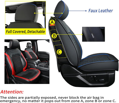 Ford F150 seat covers Fit 2009-2024 F150 SuperCrew and 2017-2024 F250 F350 Crew Cab  With armrest box cushion, all seasons, waterproof leather cushions
