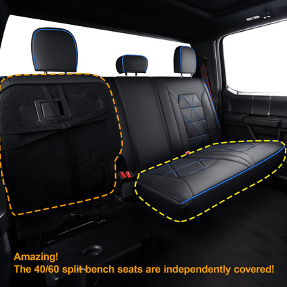 F150 Seat Covers For 2015-2024 F150 CrewCab&2017-2020 F250,F350,F450 CrewCab Waterproof Faux leather