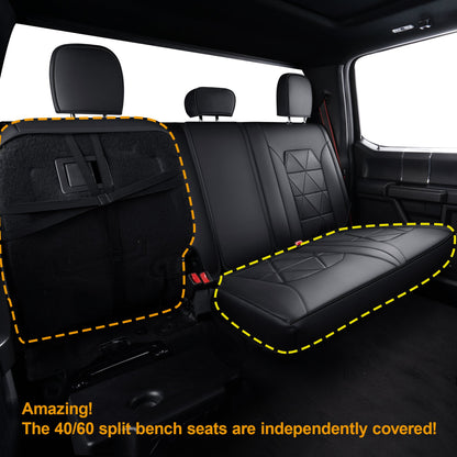 F150 Seat Covers For 2015-2024 F150 CrewCab&2017-2020 F250,F350,F450 CrewCab Waterproof Faux leather