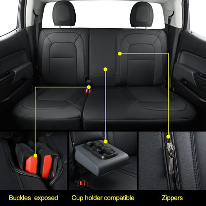 Chevy Colorado Seat Covers Full Set,fit for 2015-2022 Colorado Crew Cab Z71 LT ZR2 Work Truck with Water Proof Faux Leather