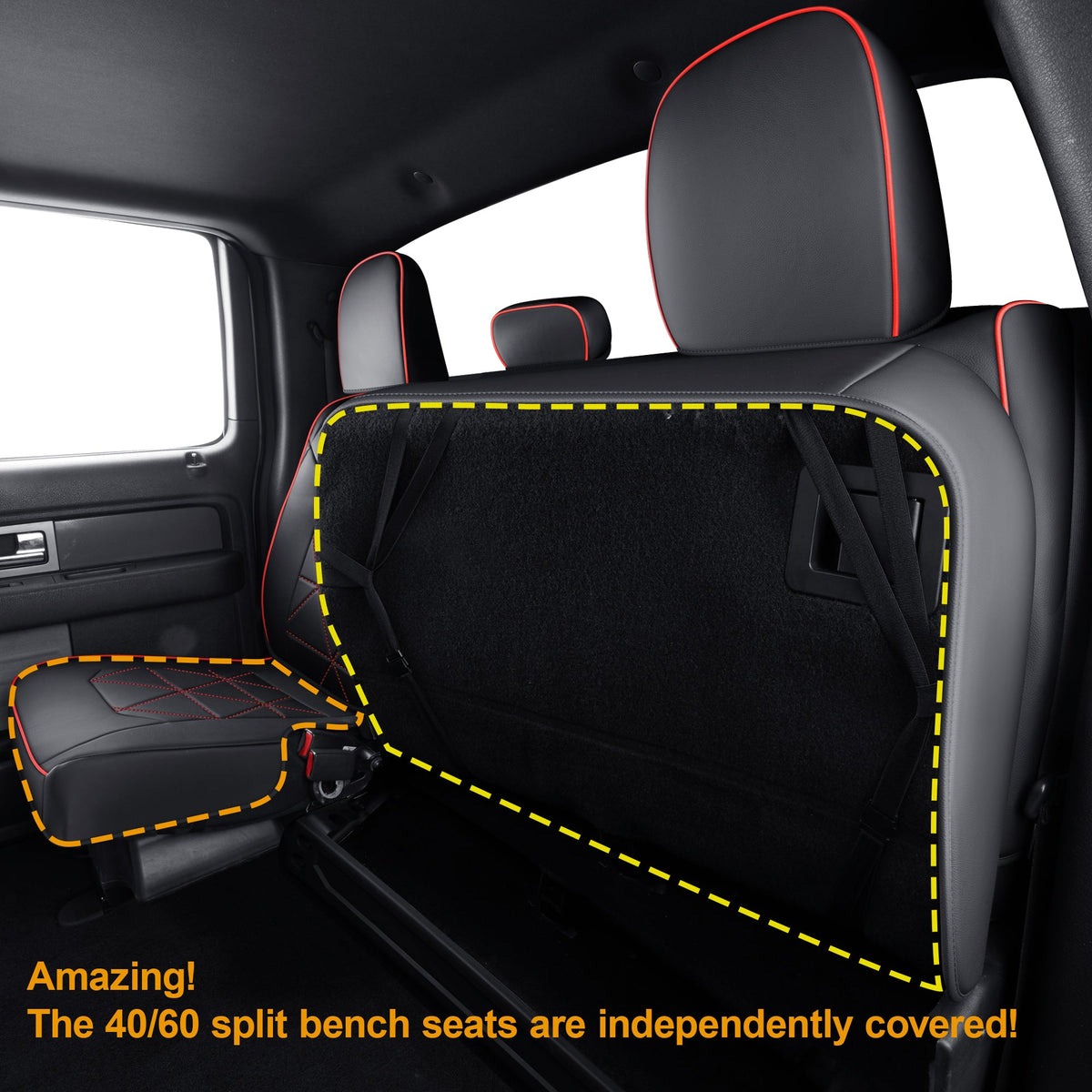 F150 Seat Covers For 2015-2024 F150 CrewCab&2017-2020 F250,F350,F450 CrewCab Waterproof Faux leather