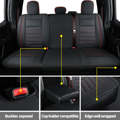 F150 Faux Leather Seat Covers Fit for 2009-2024 F150 SuperCrew and 2009-2024 F250 F350 F450 Super Duty Crew Cab Pickup Trucks