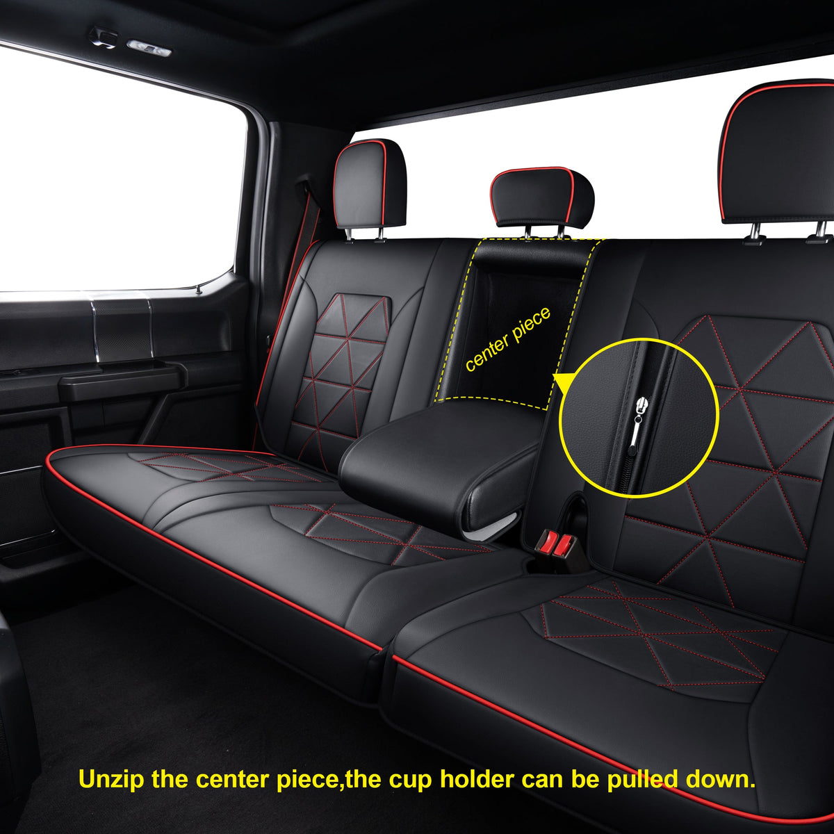 F150 Seat Covers For 2015-2024 F150 CrewCab&2017-2020 F250,F350,F450 CrewCab Waterproof Faux leather