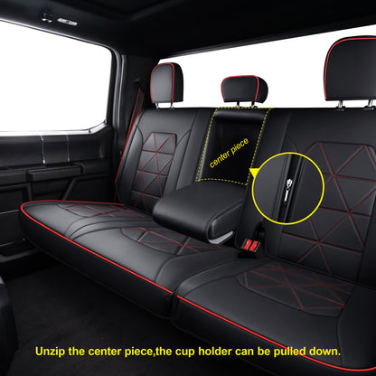 F150 Seat Covers For 2015-2024 F150 CrewCab&2017-2020 F250,F350,F450 CrewCab Waterproof Faux leather
