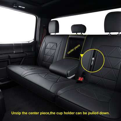 F150 Seat Covers For 2015-2024 F150 CrewCab&2017-2020 F250,F350,F450 CrewCab Waterproof Faux leather