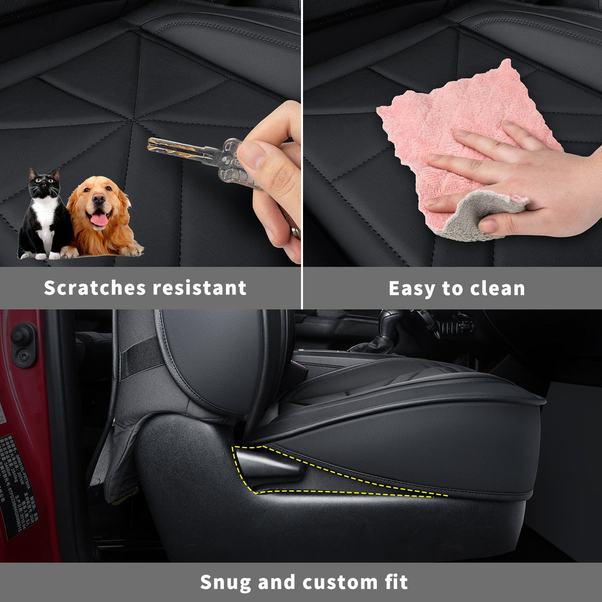 2005-2023 Tacoma Seat Covers Custom Double Cab,Waterproof leather seat cover, all seasons including trims like SR, SR5, Limited, TRD Off Road, TRD Pro, TRD Sport, etc. comfortable and breathable