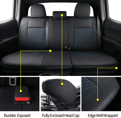Tacoma Seat Covers Fit for 2016-2023 Tacoma Crew Cab/Double Cab with Water Proof Faux Leather