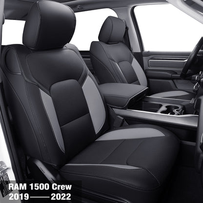 Ram 1500 2011-2019 2020 2021 2022 2023 2024 Crew Cab Waterproof Seat Covers FullSet, Custom Fit Ram Bighorn Laramie Limited Rebel Longhorn Pickup with 4/6 Split Rear Seat