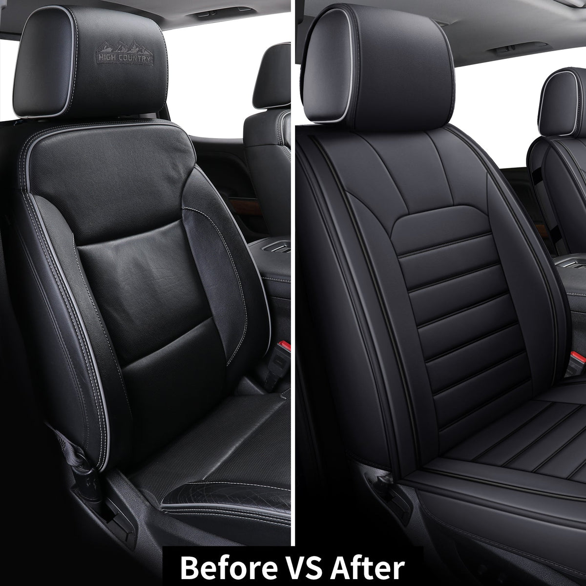 Silverado Seat Covers Fit for 2007-2024 Chevy Silverado Sierra 1500/2500 HD / 3500 HD Crew,Double,Extended Cab with Water Proof Faux Leather