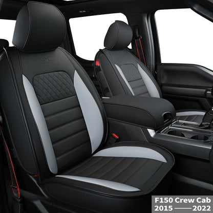 F150 Faux Leather Seat Covers Fit for 2009-2024 F150 SuperCrew and 2009-2024 F250 F350 F450 Super Duty Crew Cab Pickup Trucks