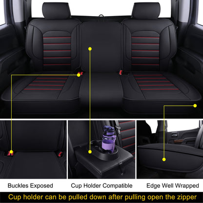 Silverado Seat Covers Fit for 2007-2024 Chevy Silverado Sierra 1500/2500 HD / 3500 HD Crew,Double,Extended Cab with Water Proof Faux Leather