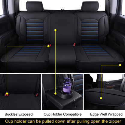 Silverado Seat Covers Fit for 2007-2024 Chevy Silverado Sierra 1500/2500 HD / 3500 HD Crew,Double,Extended Cab with Water Proof Faux Leather