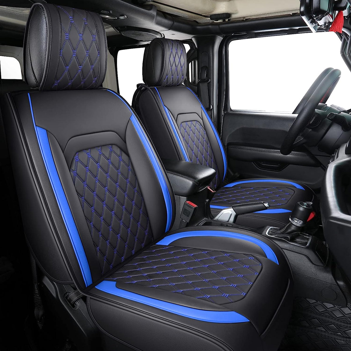 Jeep Wrangler JK JL Front Seat Covers Custom Fit 2/4 Door 2007-2024 Unlimited Rubicon 392 Sahara Willys Sport High Altitude Truck Pickup Waterproof Leather