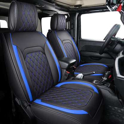Jeep Wrangler JK JL Front Seat Covers Custom Fit 2/4 Door 2007-2024 Unlimited Rubicon 392 Sahara Willys Sport High Altitude Truck Pickup Waterproof Leather