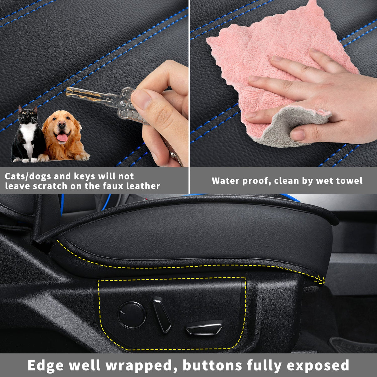 F150 Seat Covers Full Set with Waterproof Leather, Automotive Vehicle Cushion Cover for Cars SUV Pick-up Truck Fit for 2009 to 2024 Ford F150 Carhartt and 2017 to 2023 F250 F350 F450