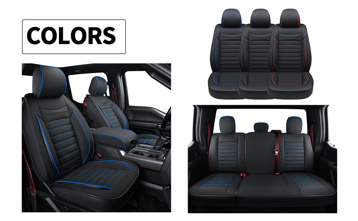 F150 Seat Covers Full Set with Waterproof Leather, Automotive Vehicle Cushion Cover for Cars SUV Pick-up Truck Fit for 2009 to 2024 Ford F150 Carhartt and 2017 to 2023 F250 F350 F450