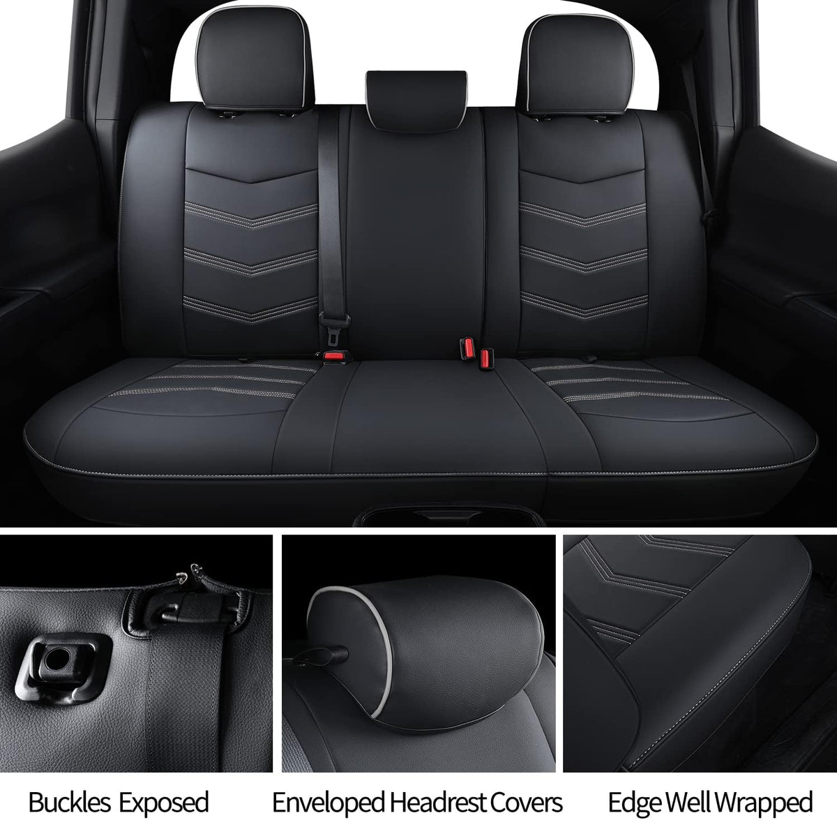 2005-2023 Tacoma Seat Covers Full Set Waterproof leather for Tacoma Double/Crew Cab SR SR5 TRD Sport TRD Off-Road PreRunner Trims, with Waterproof Faux Leather All-enveloping, four seasons general, wear-resistant and scratch-resistant