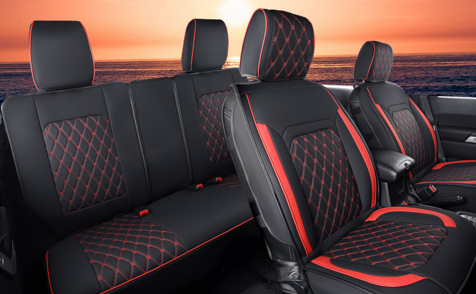 Jeep Wrangler JK JL Front Seat Covers Custom Fit 2/4 Door 2007-2024 Unlimited Rubicon 392 Sahara Willys Sport High Altitude Truck Pickup Waterproof Leather